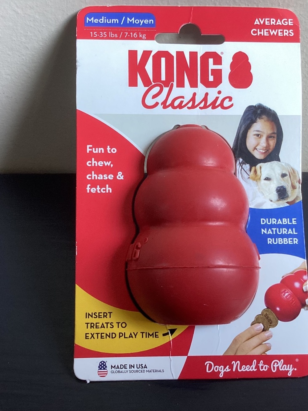 NWT KONG Dog Rubber Chew Toy Treat Dispenser Red - Medium